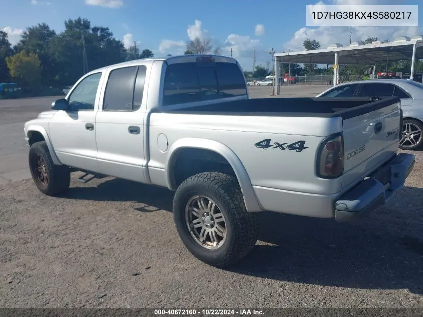 2004 Dodge Dakota Sport/Sxt VIN: 1D7HG38KX4S580217 Lot: 40672160