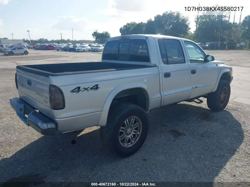 2004 Dodge Dakota Sport/Sxt VIN: 1D7HG38KX4S580217 Lot: 40672160