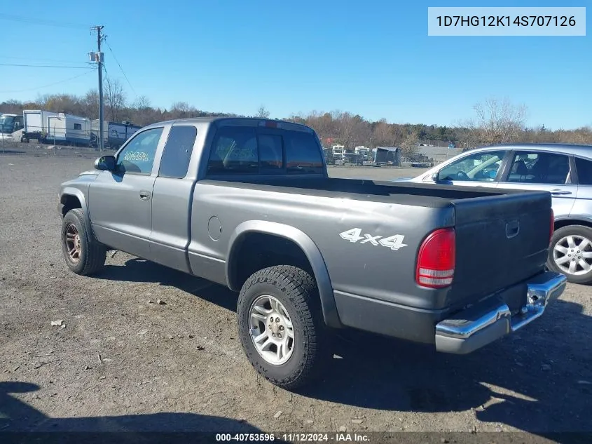 2004 Dodge Dakota VIN: 1D7HG12K14S707126 Lot: 40753596