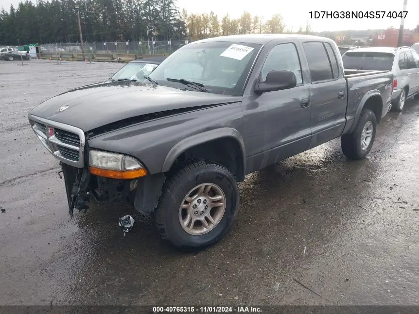 2004 Dodge Dakota Sport/Sxt VIN: 1D7HG38N04S574047 Lot: 40765315