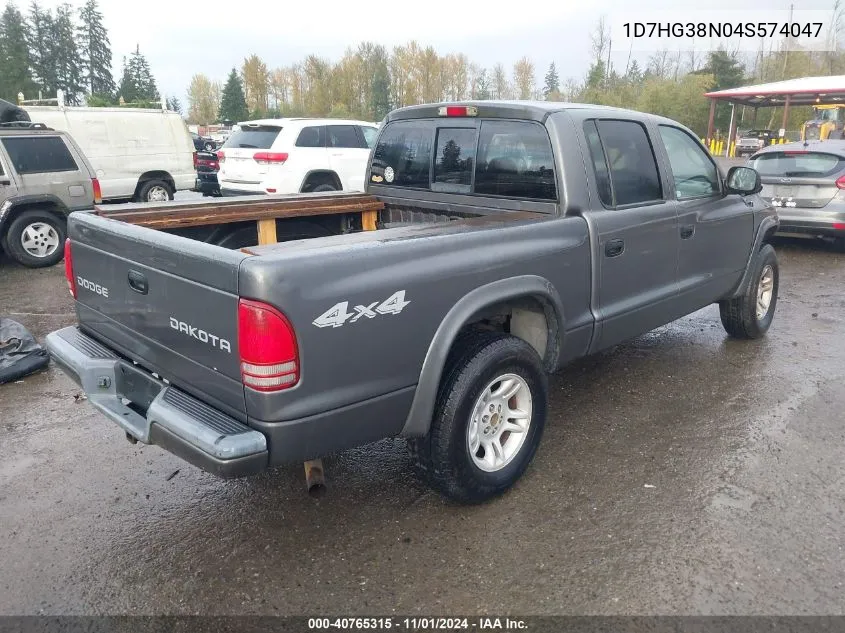 2004 Dodge Dakota Sport/Sxt VIN: 1D7HG38N04S574047 Lot: 40765315