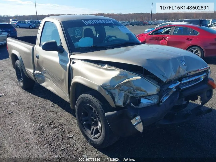 2004 Dodge Dakota VIN: 1D7FL16K14S602891 Lot: 40775340