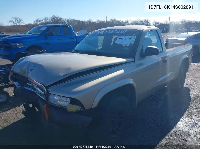 2004 Dodge Dakota VIN: 1D7FL16K14S602891 Lot: 40775340