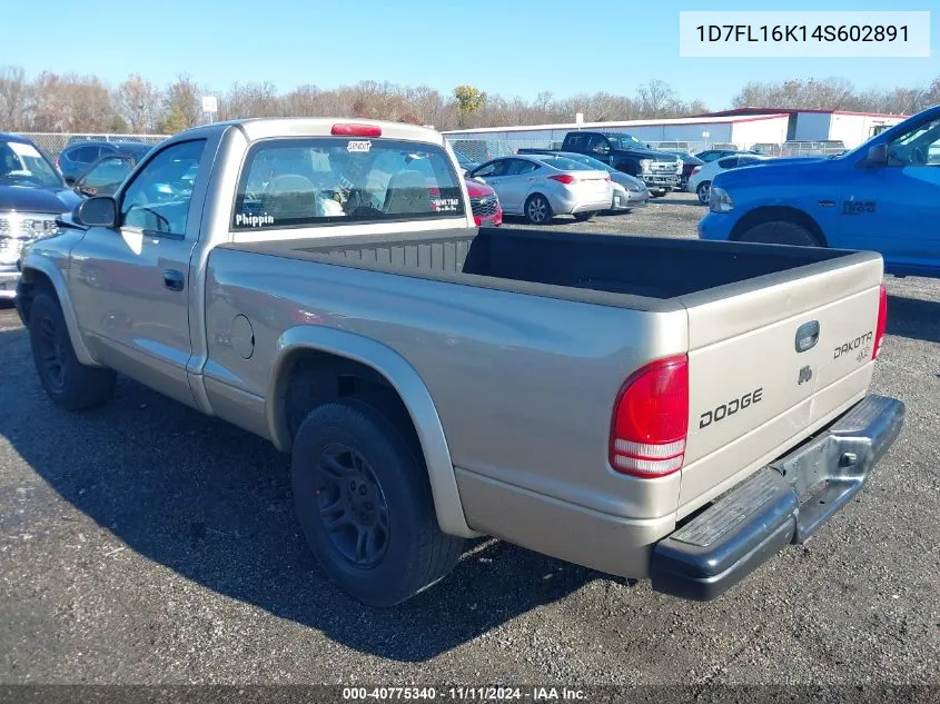 2004 Dodge Dakota VIN: 1D7FL16K14S602891 Lot: 40775340