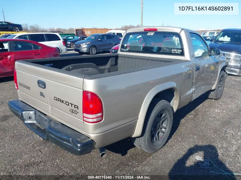 2004 Dodge Dakota VIN: 1D7FL16K14S602891 Lot: 40775340