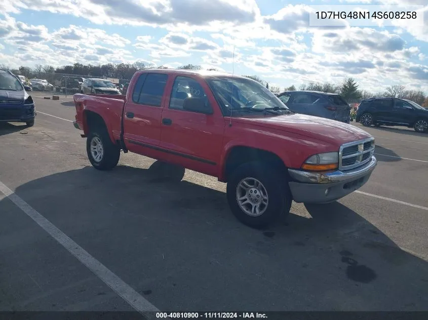 2004 Dodge Dakota Slt VIN: 1D7HG48N14S608258 Lot: 40810900