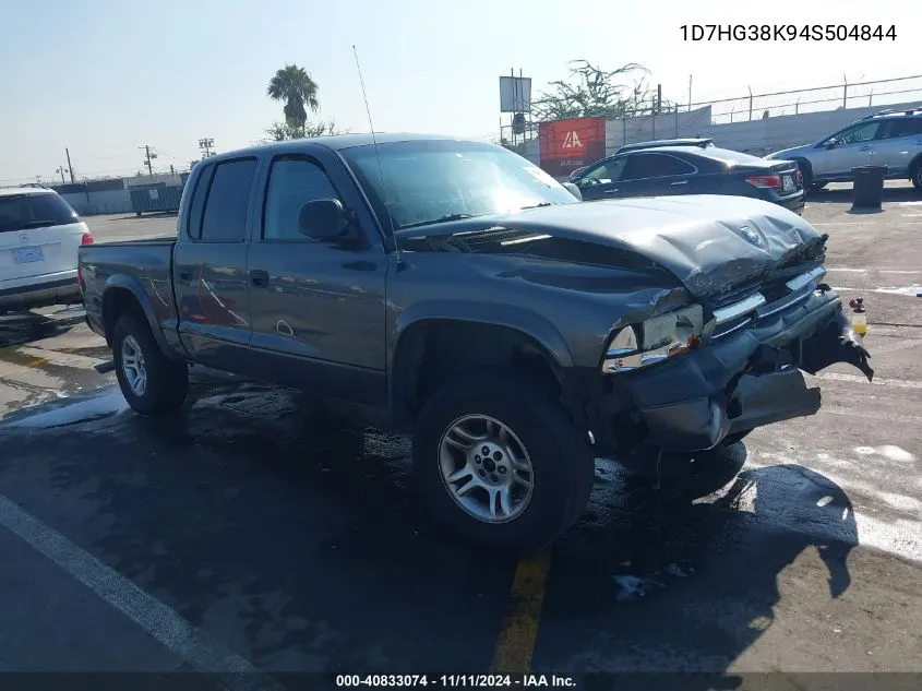 2004 Dodge Dakota Sport/Sxt VIN: 1D7HG38K94S504844 Lot: 40833074