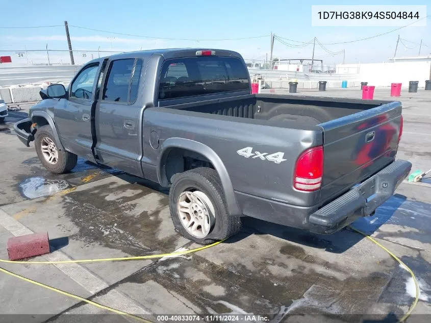 2004 Dodge Dakota Sport/Sxt VIN: 1D7HG38K94S504844 Lot: 40833074