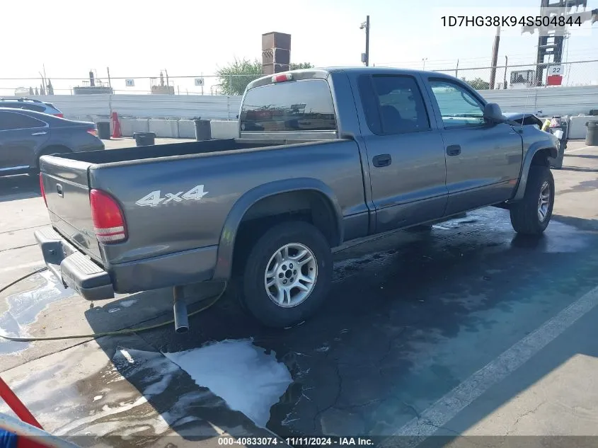 2004 Dodge Dakota Sport/Sxt VIN: 1D7HG38K94S504844 Lot: 40833074