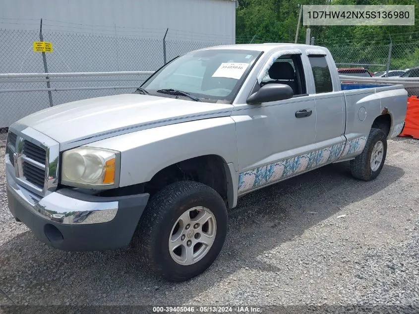 2005 Dodge Dakota Slt VIN: 1D7HW42NX5S136980 Lot: 39405046