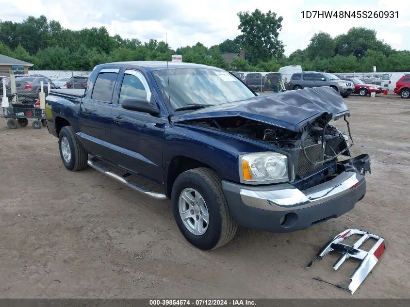 2005 Dodge Dakota Slt VIN: 1D7HW48N45S260931 Lot: 39854574