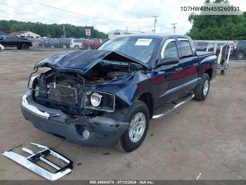 2005 Dodge Dakota Slt VIN: 1D7HW48N45S260931 Lot: 39854574