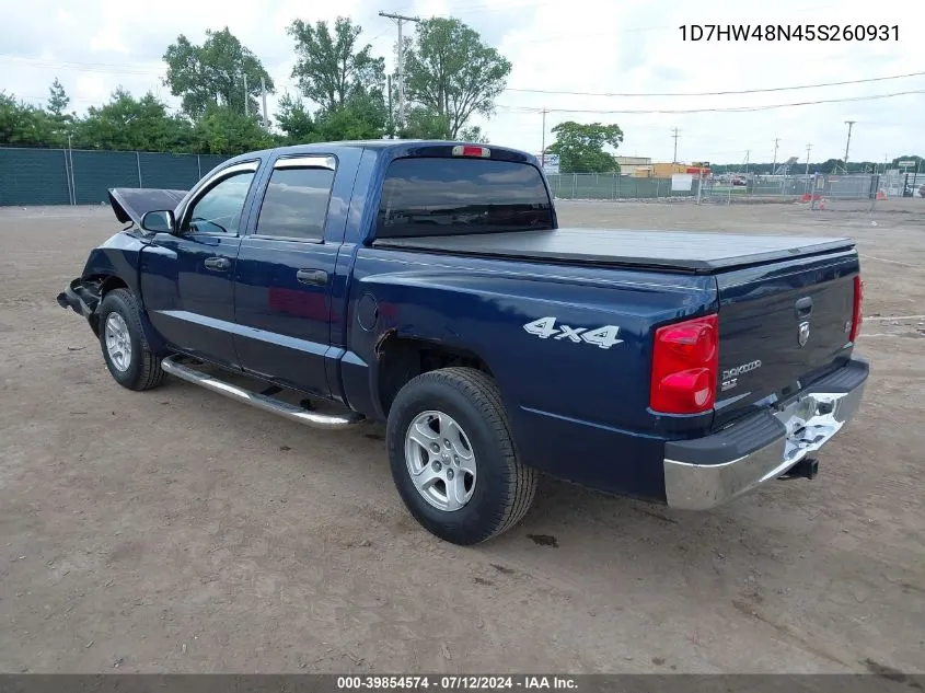 2005 Dodge Dakota Slt VIN: 1D7HW48N45S260931 Lot: 39854574