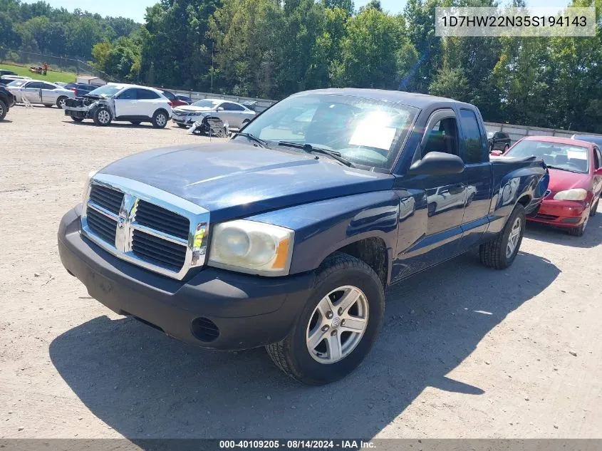 2005 Dodge Dakota St VIN: 1D7HW22N35S194143 Lot: 40109205