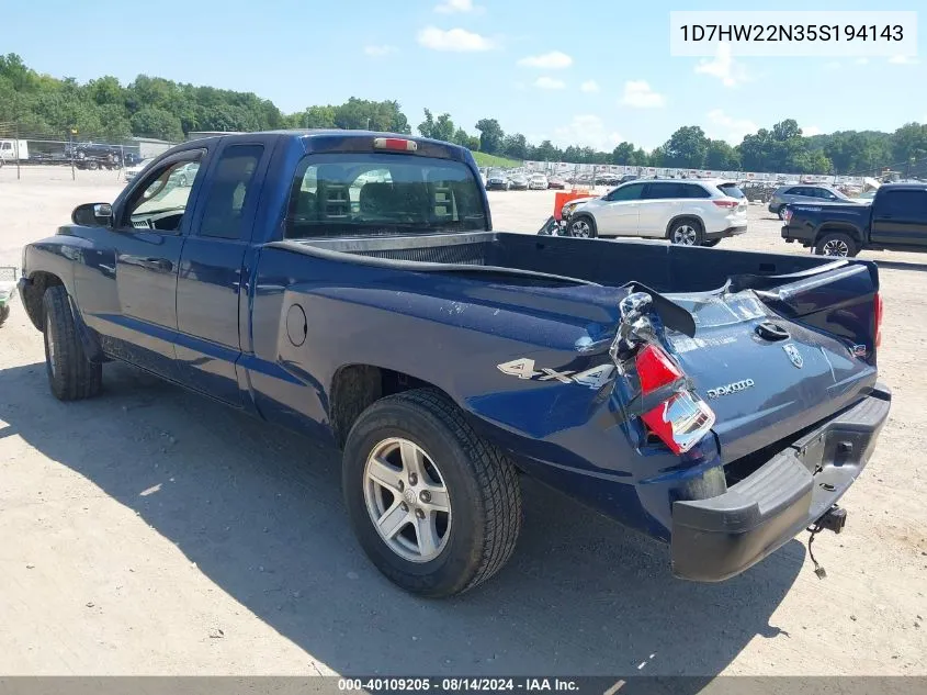 2005 Dodge Dakota St VIN: 1D7HW22N35S194143 Lot: 40109205