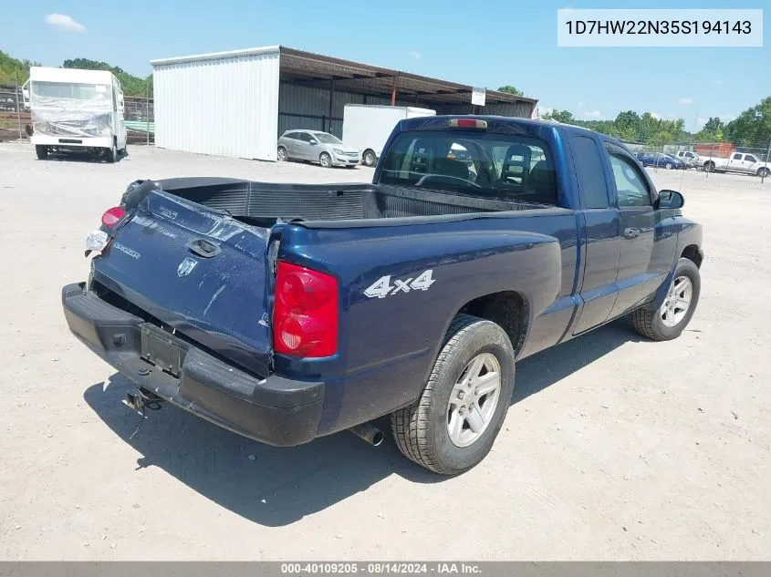 2005 Dodge Dakota St VIN: 1D7HW22N35S194143 Lot: 40109205