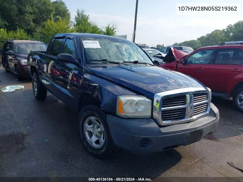 2005 Dodge Dakota St VIN: 1D7HW28N05S219362 Lot: 40136184