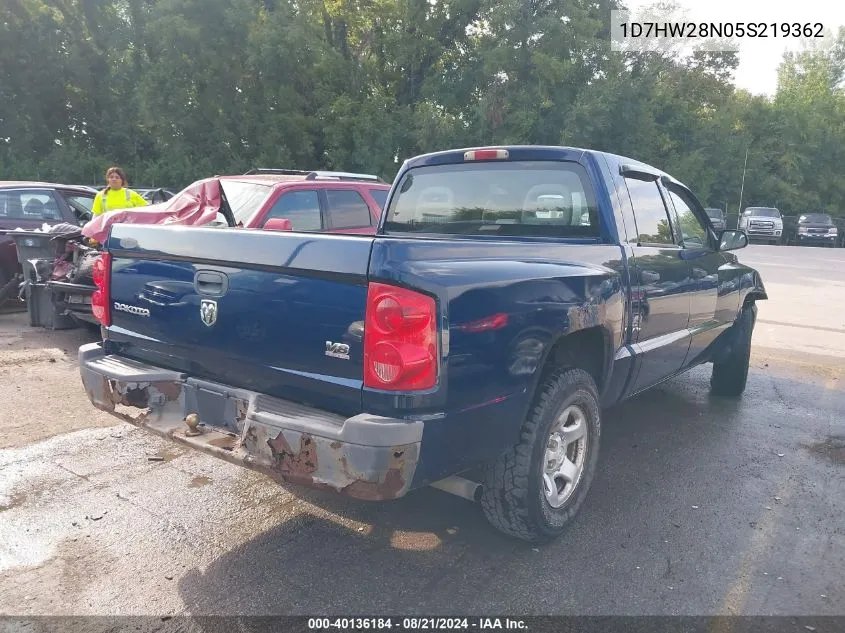 2005 Dodge Dakota St VIN: 1D7HW28N05S219362 Lot: 40136184