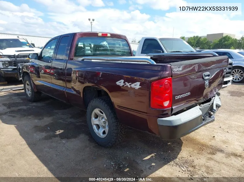 2005 Dodge Dakota St VIN: 1D7HW22KX5S331939 Lot: 40245439