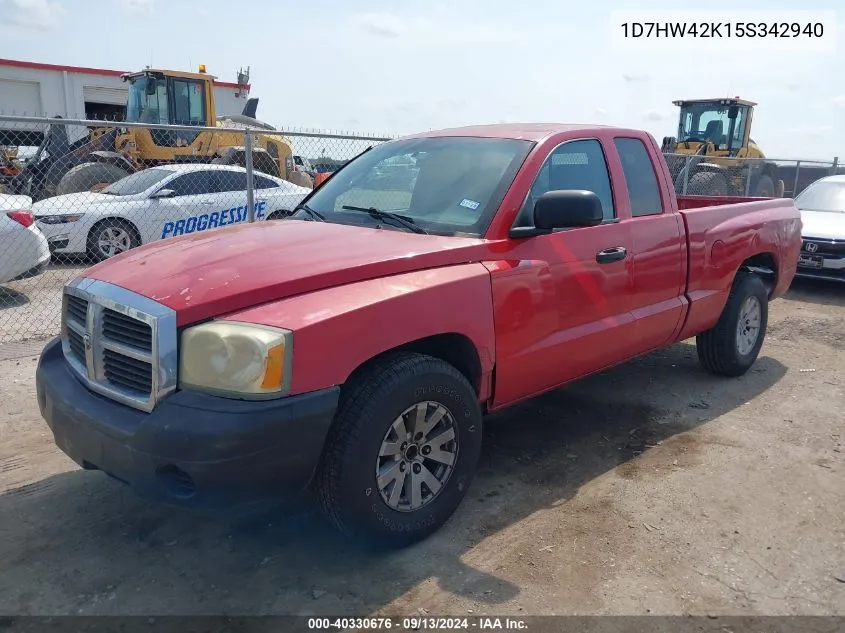 2005 Dodge Dakota Slt VIN: 1D7HW42K15S342940 Lot: 40330676