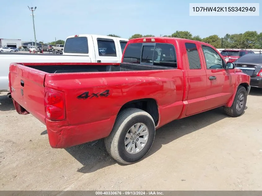 2005 Dodge Dakota Slt VIN: 1D7HW42K15S342940 Lot: 40330676