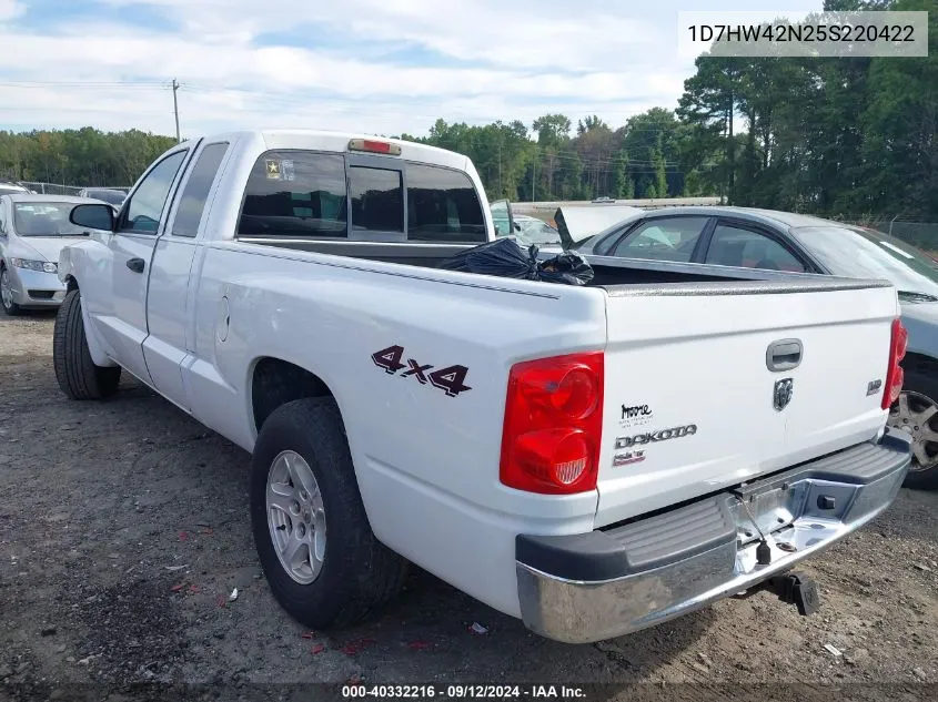 2005 Dodge Dakota Slt VIN: 1D7HW42N25S220422 Lot: 40332216