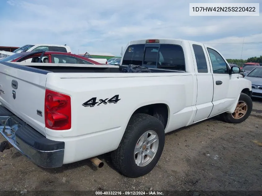 2005 Dodge Dakota Slt VIN: 1D7HW42N25S220422 Lot: 40332216