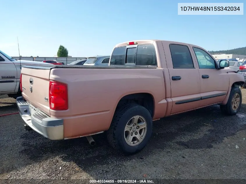 2005 Dodge Dakota Slt VIN: 1D7HW48N15S342034 Lot: 40334455