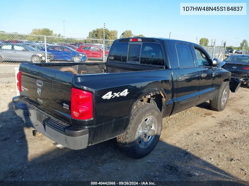 2005 Dodge Dakota Quad Slt VIN: 1D7HW48N45S184837 Lot: 40442568