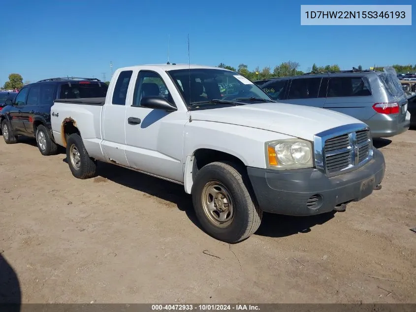 2005 Dodge Dakota St VIN: 1D7HW22N15S346193 Lot: 40472933