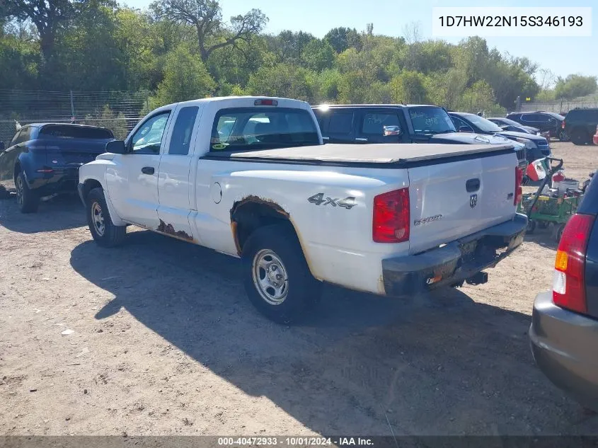 2005 Dodge Dakota St VIN: 1D7HW22N15S346193 Lot: 40472933