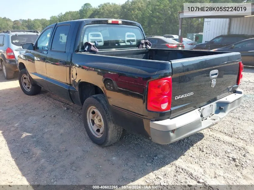 2005 Dodge Dakota St VIN: 1D7HE28K05S224019 Lot: 40602265