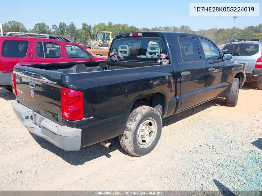 2005 Dodge Dakota St VIN: 1D7HE28K05S224019 Lot: 40602265