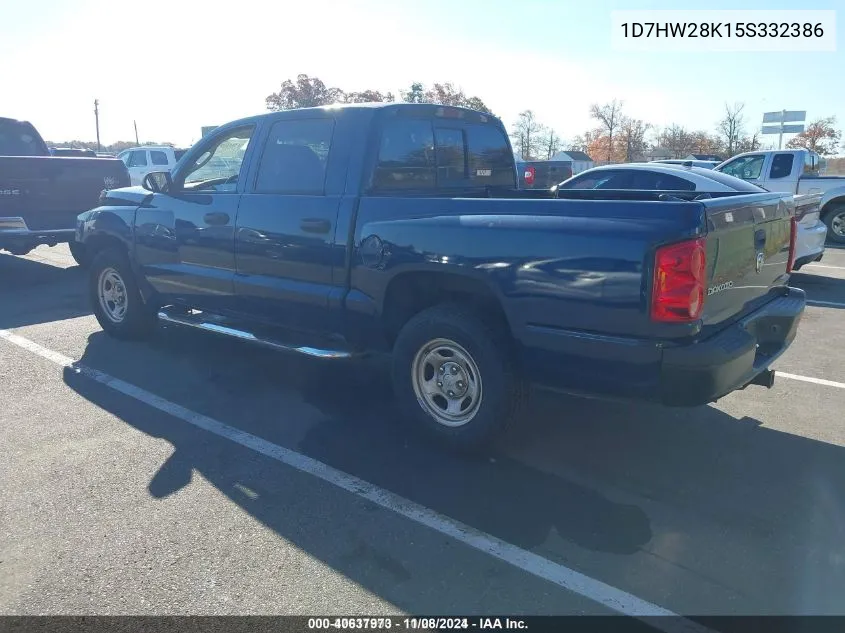 2005 Dodge Dakota St VIN: 1D7HW28K15S332386 Lot: 40637973