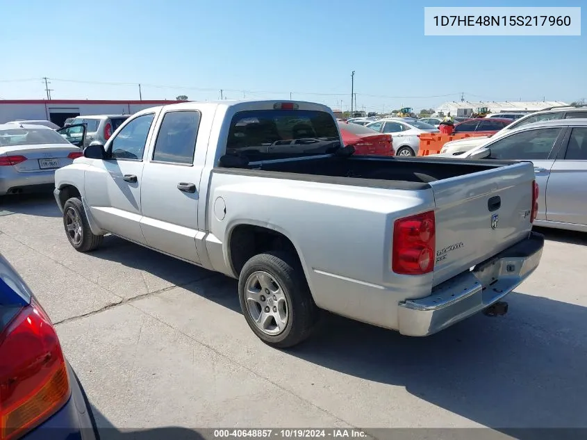 2005 Dodge Dakota Slt VIN: 1D7HE48N15S217960 Lot: 40648857