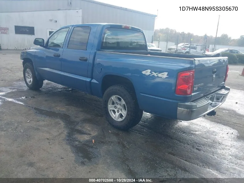 2005 Dodge Dakota Slt VIN: 1D7HW48N95S305670 Lot: 40702588