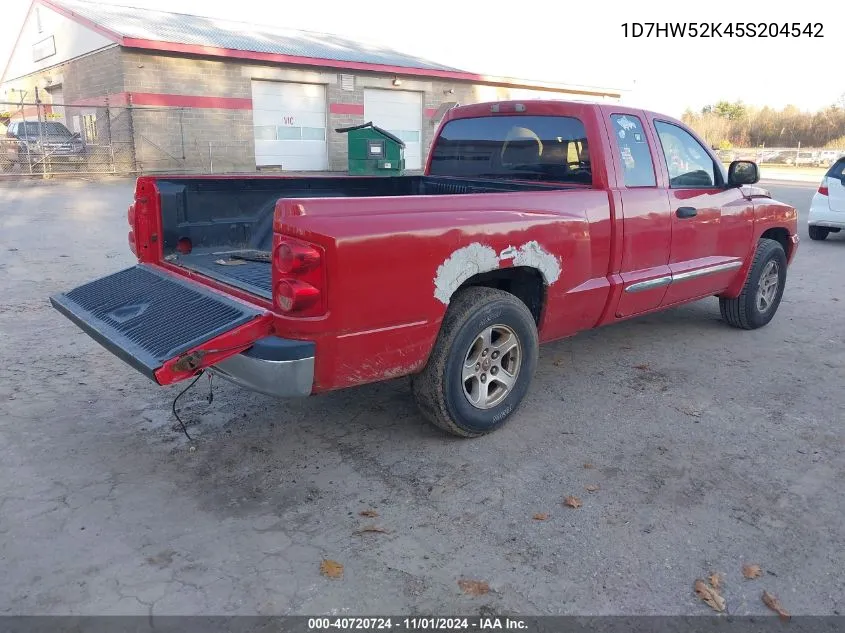 2005 Dodge Dakota Laramie VIN: 1D7HW52K45S204542 Lot: 40720724