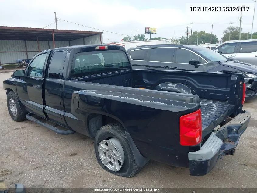 2005 Dodge Dakota Slt VIN: 1D7HE42K15S326417 Lot: 40829652