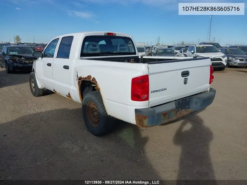 2006 Dodge Dakota St VIN: 1D7HE28K86S605716 Lot: 12113930