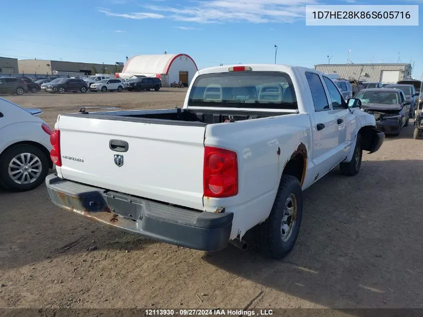 2006 Dodge Dakota St VIN: 1D7HE28K86S605716 Lot: 12113930