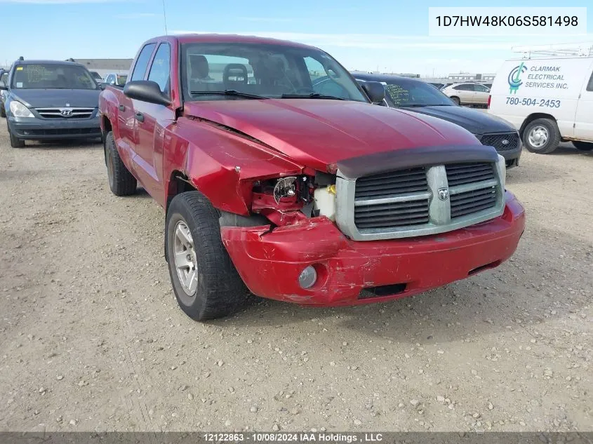 2006 Dodge Dakota Quad Slt VIN: 1D7HW48K06S581498 Lot: 12122863