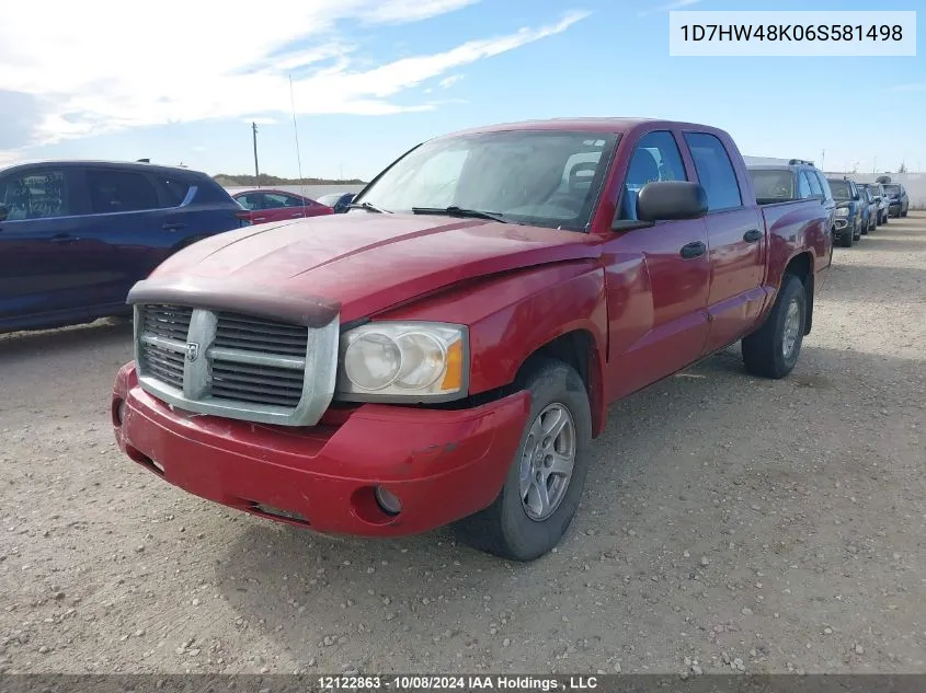 2006 Dodge Dakota Quad Slt VIN: 1D7HW48K06S581498 Lot: 12122863