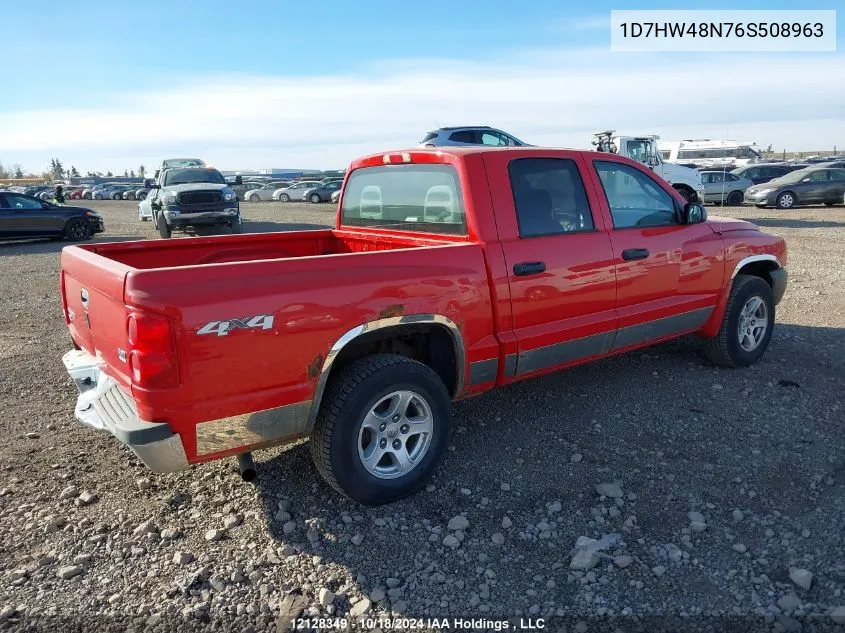 2006 Dodge Dakota Quad Slt VIN: 1D7HW48N76S508963 Lot: 12128349