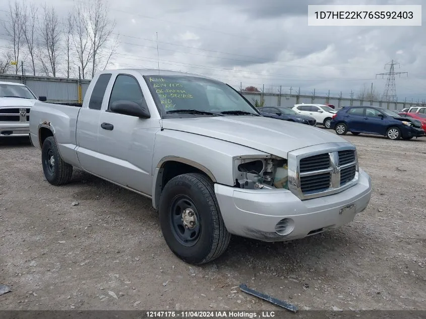 2006 Dodge Dakota St VIN: 1D7HE22K76S592403 Lot: 12147175