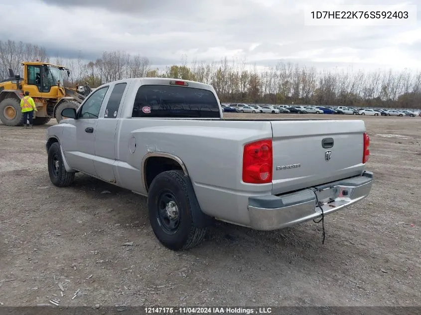 2006 Dodge Dakota St VIN: 1D7HE22K76S592403 Lot: 12147175