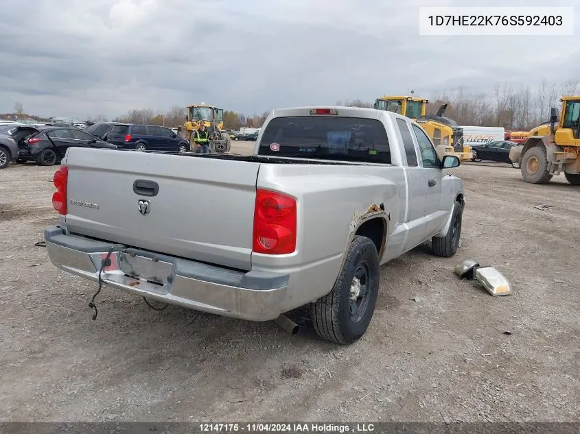 2006 Dodge Dakota St VIN: 1D7HE22K76S592403 Lot: 12147175