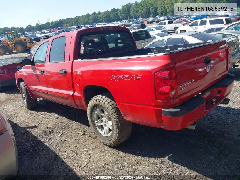 2006 Dodge Dakota Slt VIN: 1D7HE48N16S639213 Lot: 40180200