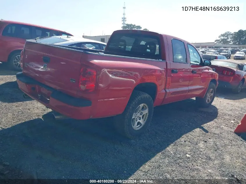 2006 Dodge Dakota Slt VIN: 1D7HE48N16S639213 Lot: 40180200