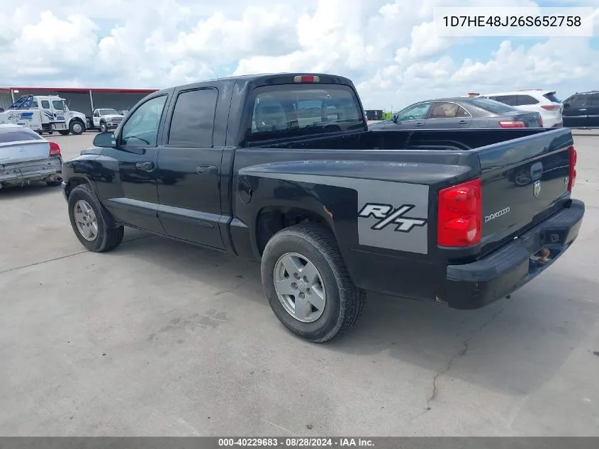 2006 Dodge Dakota Slt VIN: 1D7HE48J26S652758 Lot: 40229683