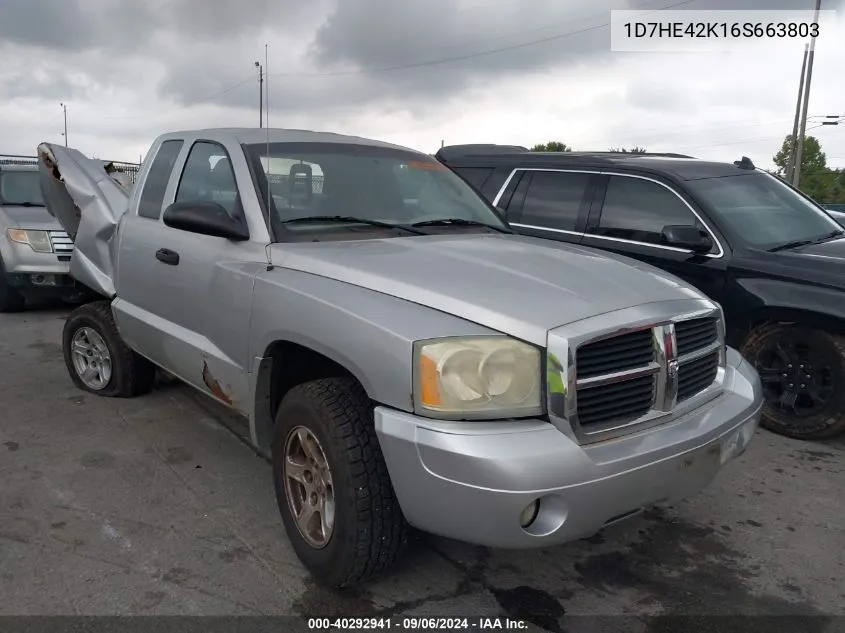 2006 Dodge Dakota Slt VIN: 1D7HE42K16S663803 Lot: 40292941